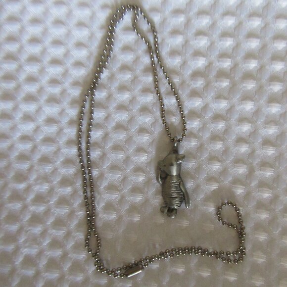 Pewter Winnie the pooh Piglet Necklace Pendant on a Sink Chain - Picture 2 of 9